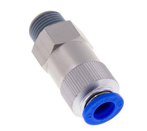 Clapet anti-retour à poussoir 12 mm et R1/2'' mâle en aluminium, filetage 0,2-10 bar (3-145psi) - tuyau flexible
