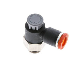 Vanne de régulation de débit Coude d'entrée 8 mm - G1/4'' Laiton/ Contre-écrou PA 66