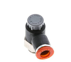 Vanne de régulation de débit Coude d'entrée 8 mm - G1/4'' Laiton/ Contre-écrou PA 66