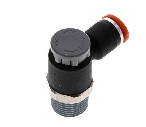 Vanne de régulation de débit Coude d'entrée 8 mm - R3/8'' Laiton/ Contre-écrou PA 66