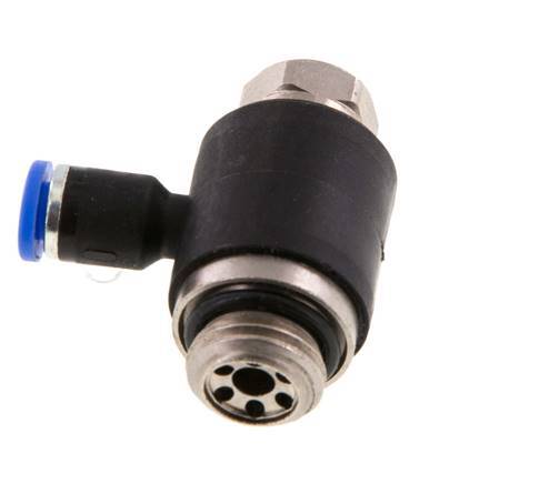 Coude de sortie de compteur pour silencieux 4 mm - G1/4'' laiton/PA 66 Vis fendue