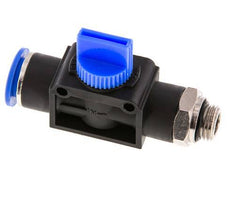 Vanne manuelle d'arrêt à 3/2 voies 12 mm - G1/4'' plastique/laiton Filetage côté ventilation