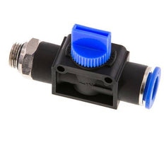 Vanne manuelle d'arrêt à 3/2 voies 12 mm - G1/4'' plastique/laiton Filetage côté ventilation