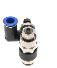 Silencieux de contrôle de débit, sortie de compteur rotative 12 mm - G1/2''-G1/4'' laiton/PA 66 avec clapet anti-retour piloté