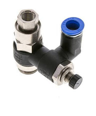 Silencieux de contrôle de débit, sortie de compteur rotative 12 mm - G1/2''-G1/4'' laiton/PA 66 avec clapet anti-retour piloté