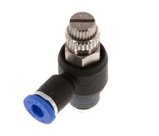 Coude de sortie de compteur du silencieux Flow Control 4 mm - R1/8'' laiton/PA 66