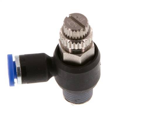Coude de sortie de compteur du silencieux Flow Control 4 mm - R1/8'' laiton/PA 66