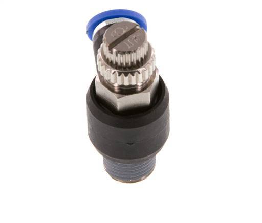 Coude de sortie de compteur du silencieux Flow Control 4 mm - R1/8'' laiton/PA 66