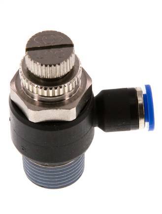 Coude de sortie de compteur du silencieux Flow Control 6 mm - R3/8'' laiton/PA 66