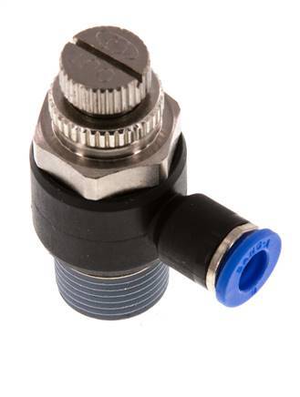 Coude de sortie de compteur du silencieux Flow Control 6 mm - R3/8'' laiton/PA 66