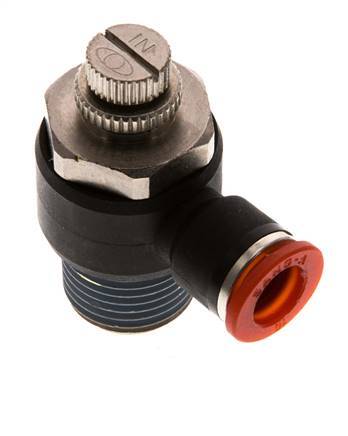 Coude d'entrée pour silencieux de contrôle de débit 10 mm - R1/2'' laiton/PA 66