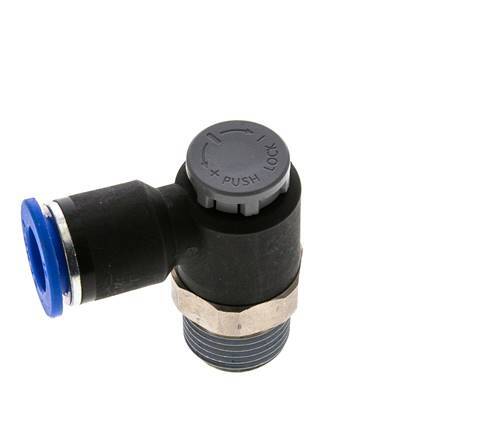Flow Control Valve Meter-Out Elbow 12 mm - R1/2'' Brass/PA 66 Locknut