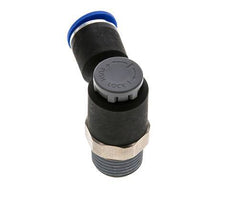 Vanne de régulation de débit Coude de sortie de compteur 12 mm - R1/2'' Laiton/ Contre-écrou PA 66