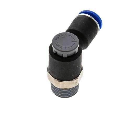 Vanne de régulation de débit Coude de sortie de compteur 12 mm - R1/2'' Laiton/ Contre-écrou PA 66