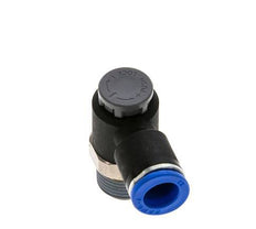 Vanne de régulation de débit Coude de sortie de compteur 12 mm - R1/2'' Laiton/ Contre-écrou PA 66