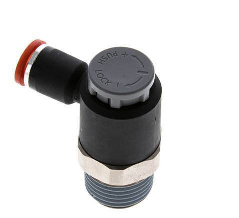 Vanne de régulation de débit Coude d'entrée 8 mm - R1/2'' Laiton/ Contre-écrou PA 66
