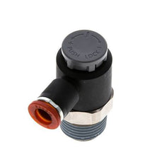 Vanne de régulation de débit Coude d'entrée 8 mm - R1/2'' Laiton/ Contre-écrou PA 66
