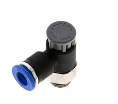 Flow Control Valve Meter-Out Elbow 6 mm - G1/8'' Brass/PA 66 Locknut