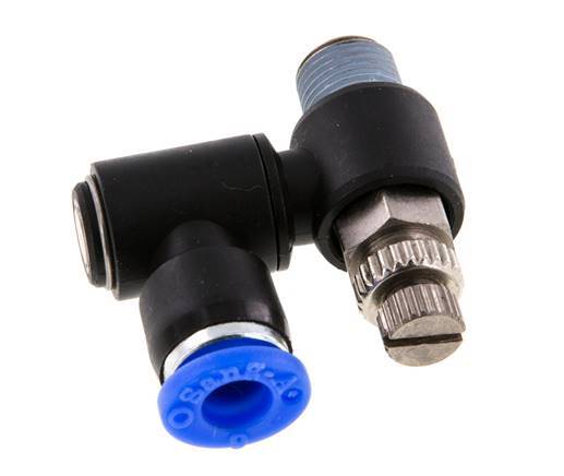 Silencieux de contrôle du débit Sortie de compteur rotative 6 mm - R1/8'' Laiton/PA 66