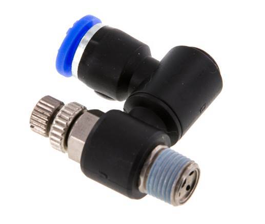 Silencieux de contrôle du débit Sortie de compteur rotative 6 mm - R1/8'' Laiton/PA 66
