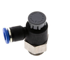 Vanne de régulation de débit Coude de sortie de compteur 6 mm - G1/4'' Laiton/ Contre-écrou PA 66