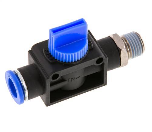 vanne manuelle d'arrêt à 3/2 voies 10 mm - R1/4'' Plastique/laiton Filetage de l'évent latéral