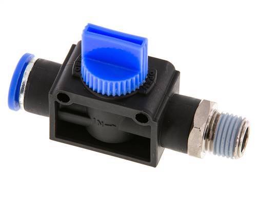 vanne manuelle d'arrêt à 3/2 voies 10 mm - R1/4'' Plastique/laiton Filetage de l'évent latéral