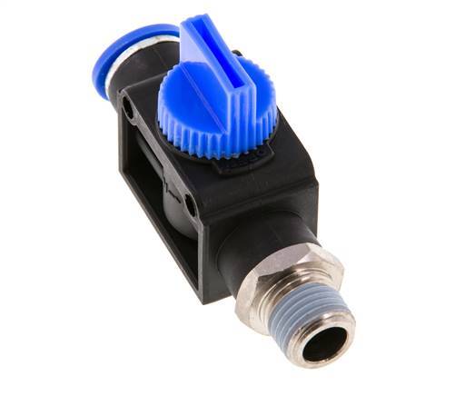 vanne manuelle d'arrêt à 3/2 voies 10 mm - R1/4'' Plastique/laiton Filetage de l'évent latéral