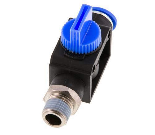 vanne manuelle d'arrêt à 3/2 voies 10 mm - R1/4'' Plastique/laiton Filetage de l'évent latéral