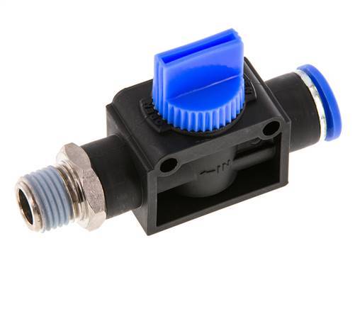vanne manuelle d'arrêt à 3/2 voies 10 mm - R1/4'' Plastique/laiton Filetage de l'évent latéral