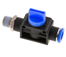 vanne manuelle d'arrêt à 3/2 voies 10 mm - R1/4'' Plastique/laiton Filetage de l'évent latéral