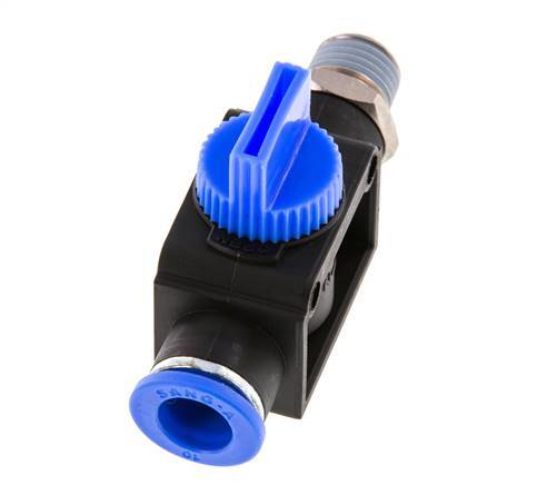vanne manuelle d'arrêt à 3/2 voies 10 mm - R1/4'' Plastique/laiton Filetage de l'évent latéral
