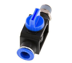 vanne manuelle d'arrêt à 3/2 voies 10 mm - R1/4'' Plastique/laiton Filetage de l'évent latéral