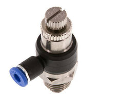 Coude de sortie du compteur du silencieux Flow Control 4 mm - G1/4'' laiton/PA 66