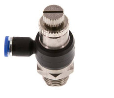 Coude de sortie du compteur du silencieux Flow Control 4 mm - G1/4'' laiton/PA 66