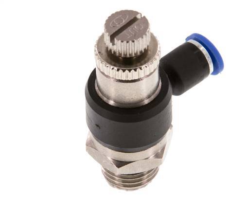 Coude de sortie du compteur du silencieux Flow Control 4 mm - G1/4'' laiton/PA 66