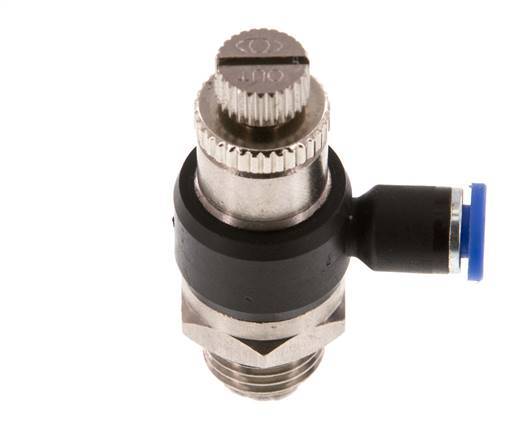 Coude de sortie du compteur du silencieux Flow Control 4 mm - G1/4'' laiton/PA 66