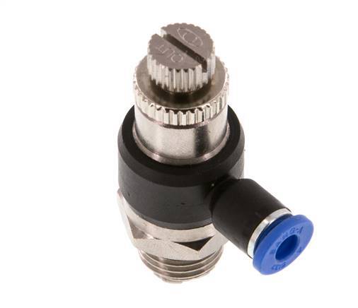 Coude de sortie du compteur du silencieux Flow Control 4 mm - G1/4'' laiton/PA 66