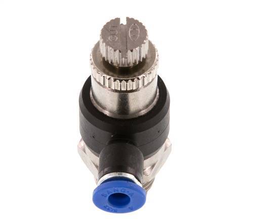 Coude de sortie du compteur du silencieux Flow Control 4 mm - G1/4'' laiton/PA 66