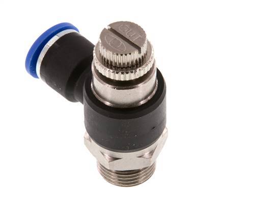Coude de sortie du compteur du silencieux Flow Control 10 mm - G3/8'' laiton/PA 66