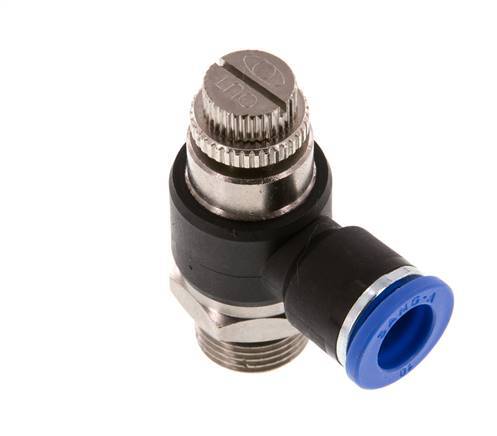 Coude de sortie du compteur du silencieux Flow Control 10 mm - G3/8'' laiton/PA 66