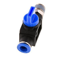 vanne manuelle d'arrêt à 3/2 voies 8 mm - R1/4'' Plastique/laiton Filetage côté ventilation