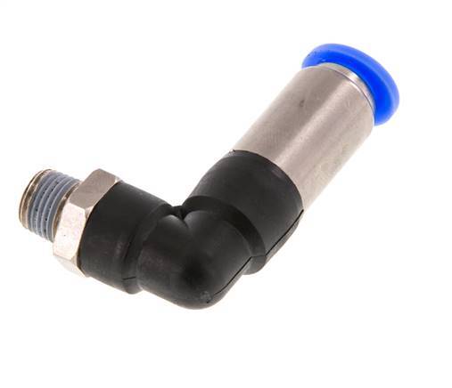 Raccord à Enfoncer 8mm & R1/8'' Mâle Coude Autobloquant en Laiton/PBT 0-10bar (0-145psi) [2 Pièces].