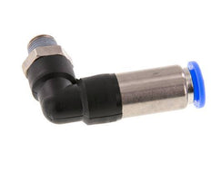 Raccord à Enfoncer 8mm & R1/8'' Mâle Coude Autobloquant en Laiton/PBT 0-10bar (0-145psi) [2 Pièces].