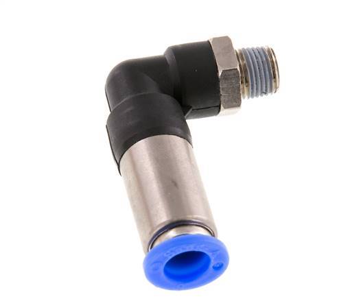 Raccord à Enfoncer 8mm & R1/8'' Mâle Coude Autobloquant en Laiton/PBT 0-10bar (0-145psi) [2 Pièces].