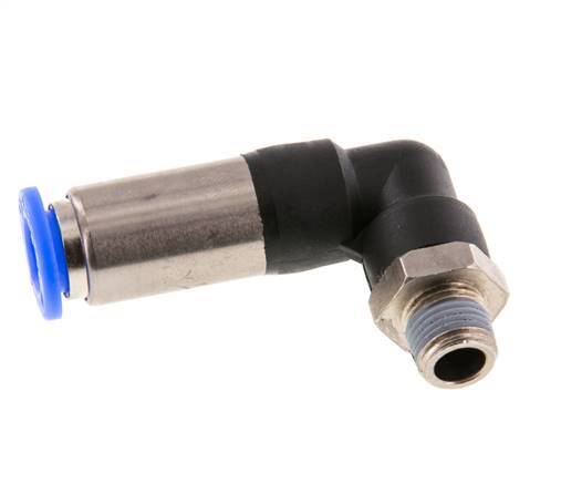 Raccord à Enfoncer 8mm & R1/8'' Mâle Coude Autobloquant en Laiton/PBT 0-10bar (0-145psi) [2 Pièces].