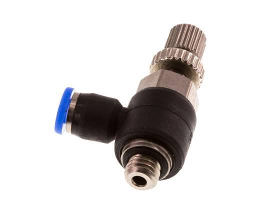 Flow Control Silencer Meter-Out Elbow 3 mm - M5 Brass/PBT