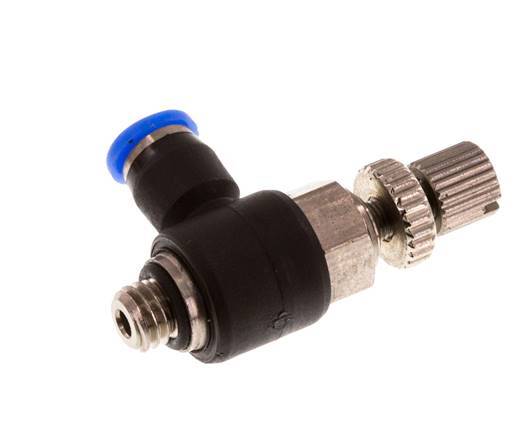 Flow Control Silencer Meter-Out Elbow 3 mm - M5 Brass/PBT