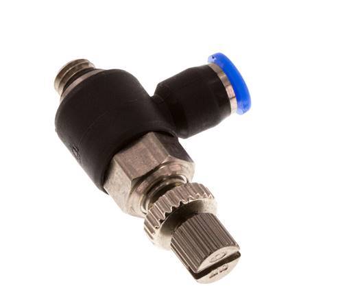 Coude de sortie de compteur du silencieux Flow Control 3 mm - M5 laiton/PBT