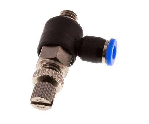 Coude de sortie de compteur du silencieux Flow Control 3 mm - M5 laiton/PBT